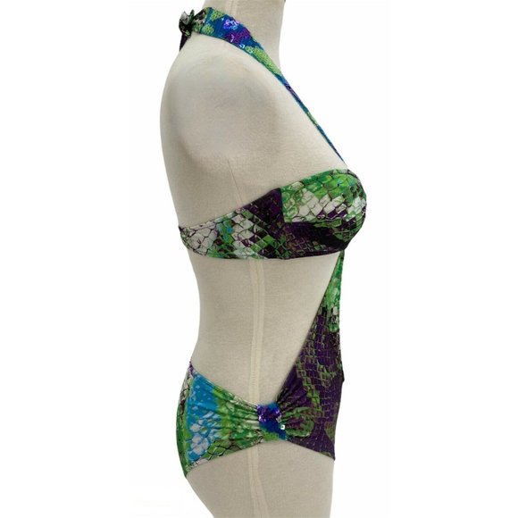 La Perla Python BEYONCE Instyle Gorgeous Sequin One Piece Swim Suit US 8 NWT - Picture 6 of 12